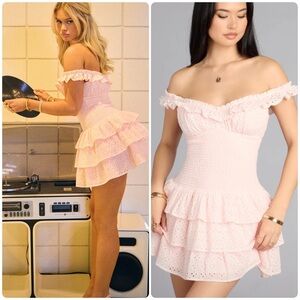 Eyelet Off-The-Shoulder Skater Dress